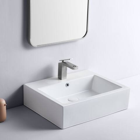 Eridanus 23" x 18" Modern Ceramic Rectangular Vessel Sink Art Basin