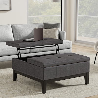 WYNDENHALL Lancaster 36 inch Wide Contemporary Square Storage Ottoman