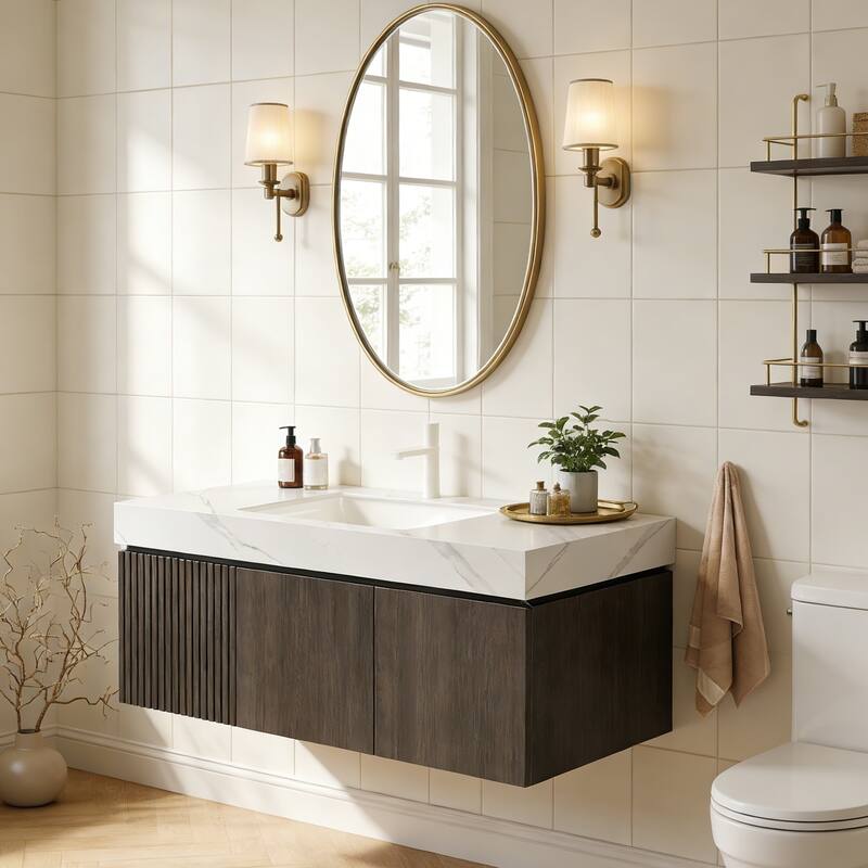 Floating Storage Bathroom Vanity with 1 Pre-drilled Faucet Hole