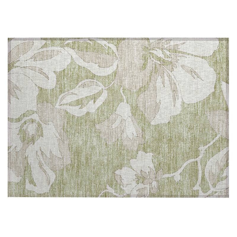 Machine Washable Indoor/ Outdoor Chantille Floral Rug