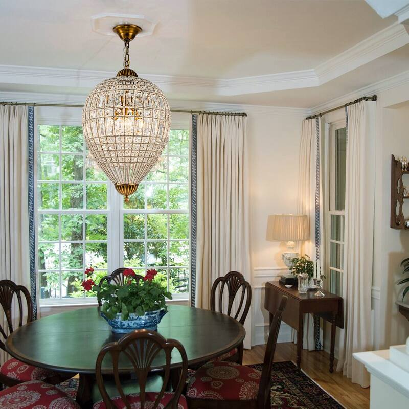 Ennu Retro Antique Sphere Crystal Chandelier Adjustable Dining Room Chandelier