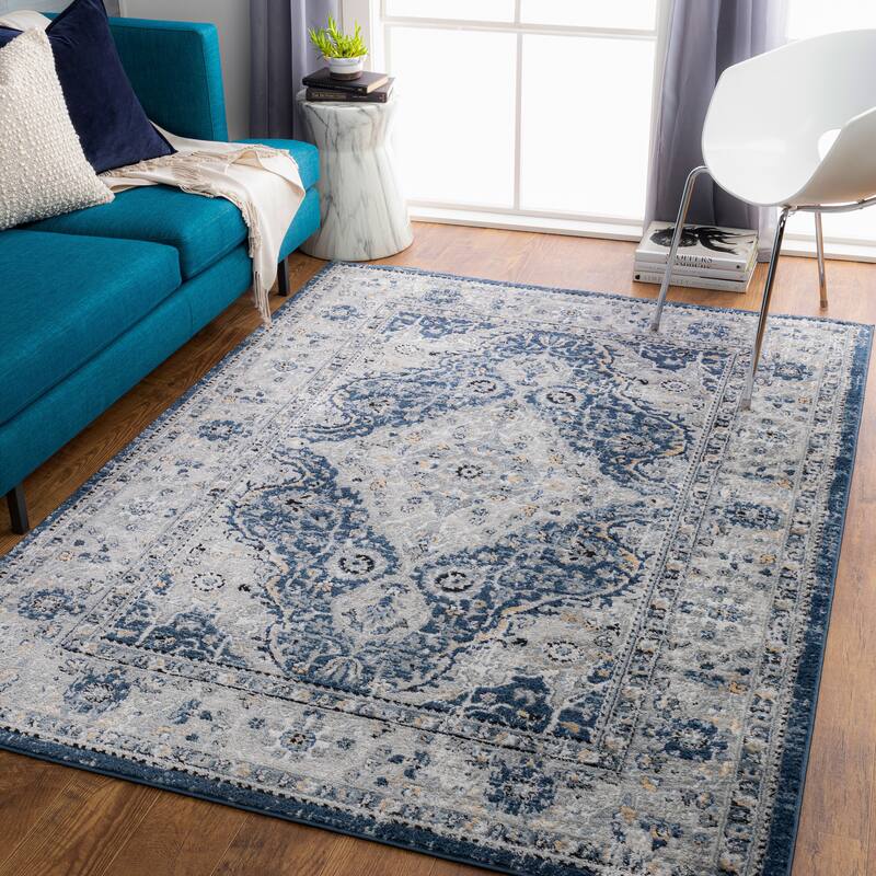 Livabliss Joleen Classic Medallion Area Rug - Blue - 7'10" x 10'