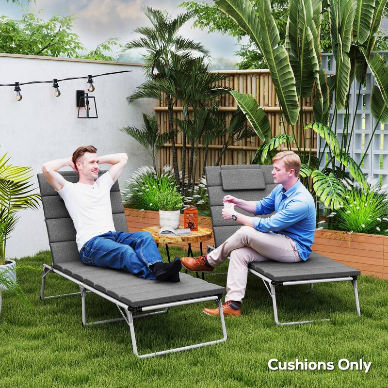 2-Piece Patio Chair Cushions with Foam Padding UV Protection and Slip-Resistant Ties - 80" L x 26" W x 1.2" D