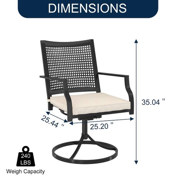 dimension image slide 1 of 2, Clihome 7 Pieces Outdoor Dining Set with 1 Extendable Dining Table, Swivel Chair