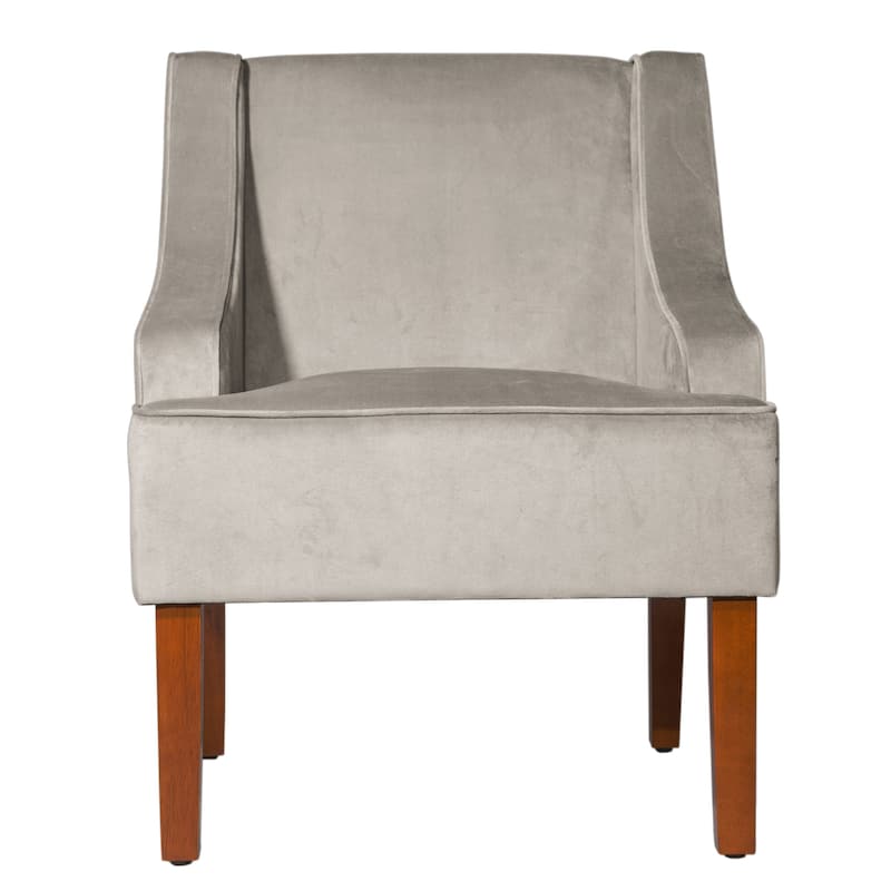 Porch & Den Lyric Dove Grey Velvet Swoop Arm Accent Chair