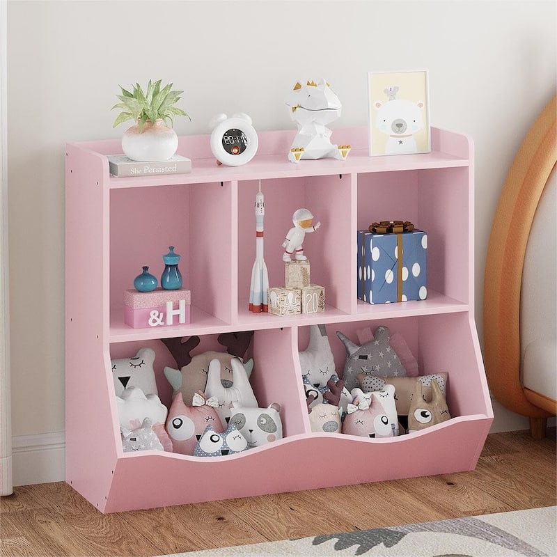 Kids Bookshelf and Bookcase Toy Storage Multi Shelf with Cubby Organizer Cabinet for Boys Girls