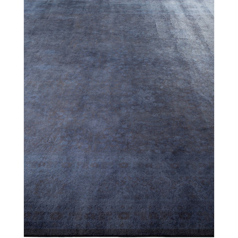 Overton Hand Knotted Wool Vintage Inspired Modern Contemporary Overdyed Gray Area Rug - 9' 2" x 16' 4"
