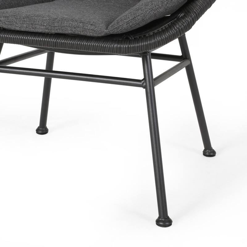 Outdoor Patio Rattan Chair with Metal Frame, Set of 2