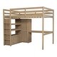 preview thumbnail 18 of 16, Full Size Wood Loft Bed with Built-in Wardrobe, Desk, Storage Shelves and Drawers, White
