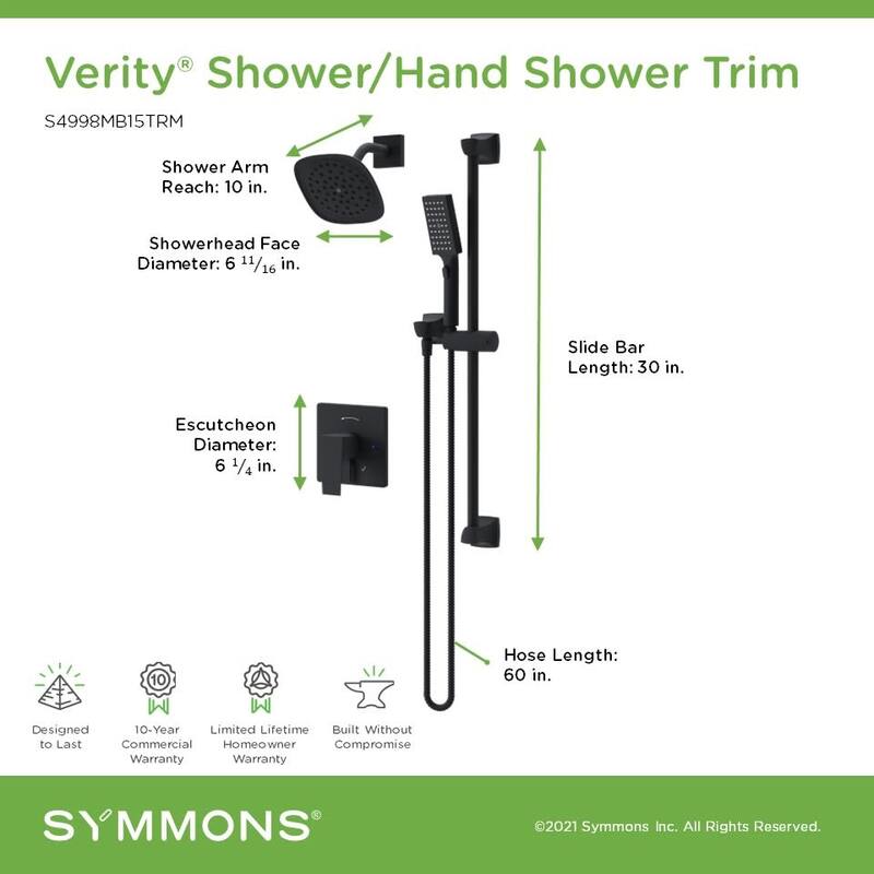Symmons S499815TRM Verity HydroMersion Pressure Balanced Shower System