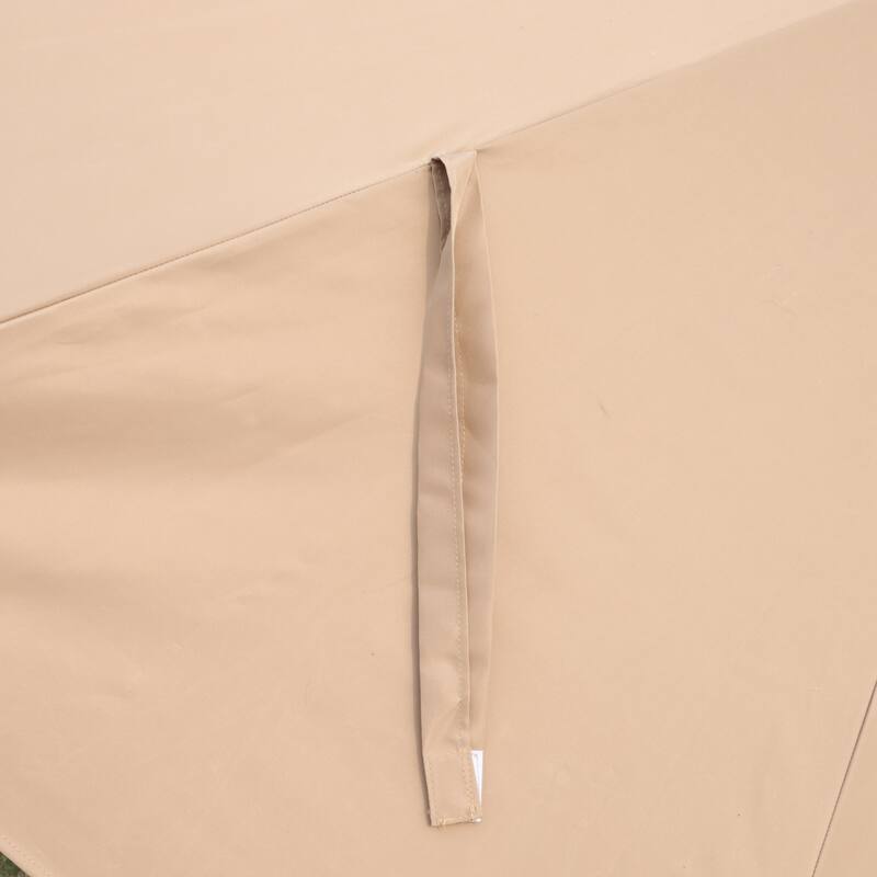 Large Double Sided Rectangular Outdoor Umbrella 2 Floor Patio Market Parasol with Light and Base, for Garden and Outdoors