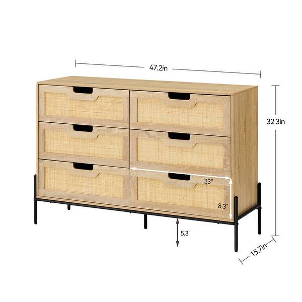 Modern 6-Drawer Storage Rattan Dresser Cabinet - Bed Bath & Beyond ...