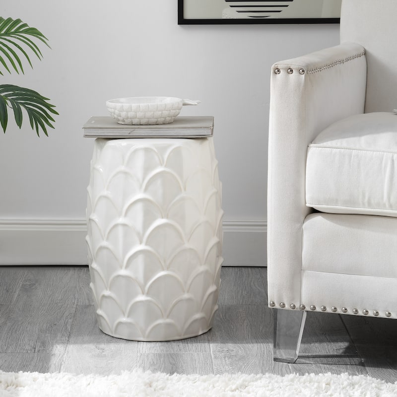 SAFAVIEH Eulalia Ceramic Decorative Garden Stool (Fully Assembled) - Cream