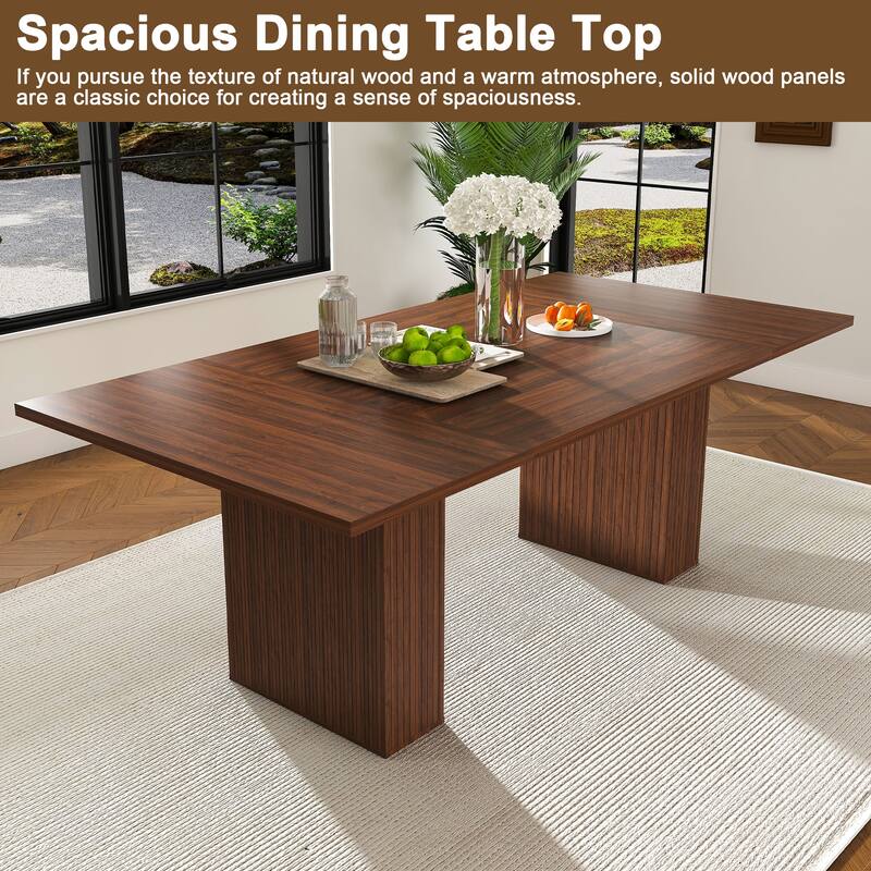 78" Farmhouse Dining Table with Storage Base - Rectangular MDF Table for 6, Rustic Modern