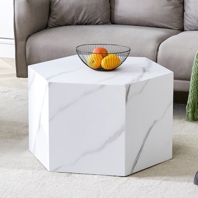 Modern Coffee Table with Unique Textured Surface, End Table Accent Table with Complex Texture Patterns