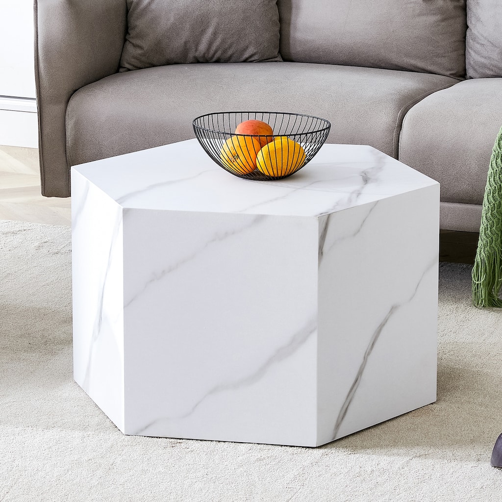 Modern Coffee Table with Unique Textured Surface, End Table Accent Table with Complex Texture Patterns