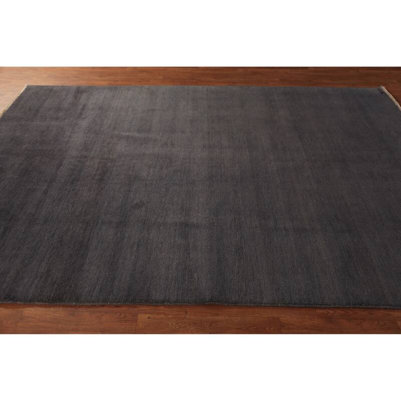 Gray Gabbeh Oriental Area Rug Hand-Knotted Wool Carpet - 6'11" x 9'5"
