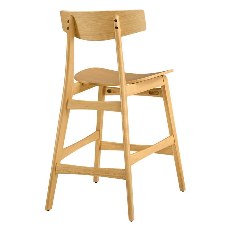 Spruce & Spring Modern Farmhouse Bar Stool with Bentwood Back and Saddle Seat