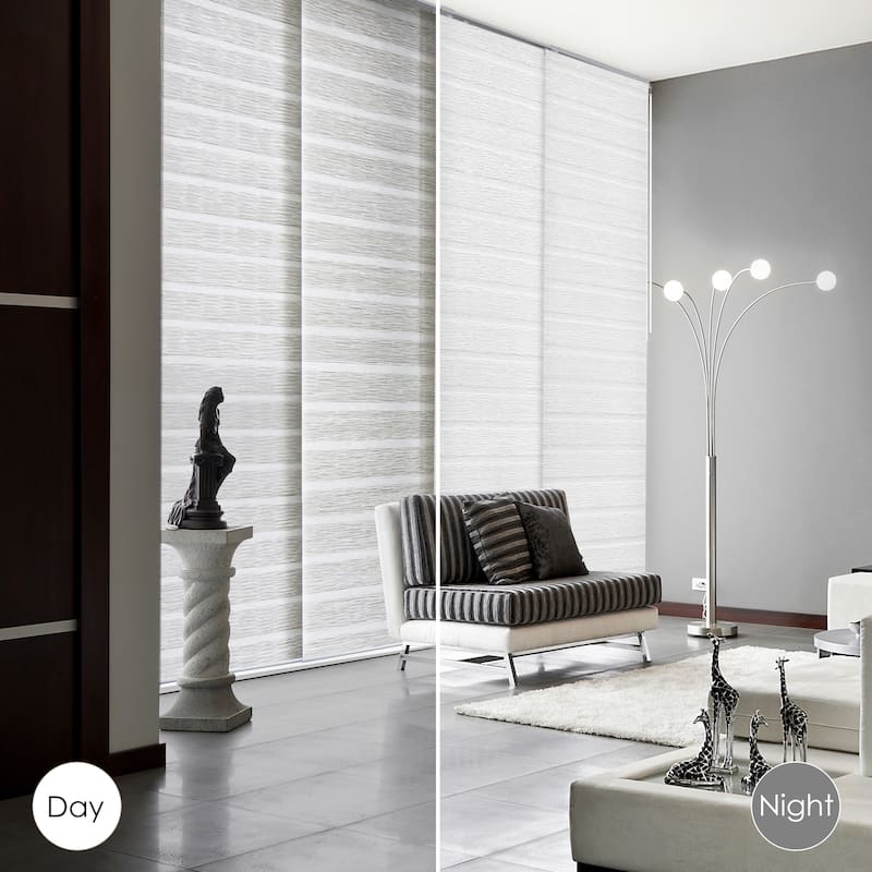 GoDear Design 99.99% Blackout & Sheer Natural Woven Adjustable Sliding Panel Track Blinds, Vertical Blinds, 45.8"- 86" W x 96" L