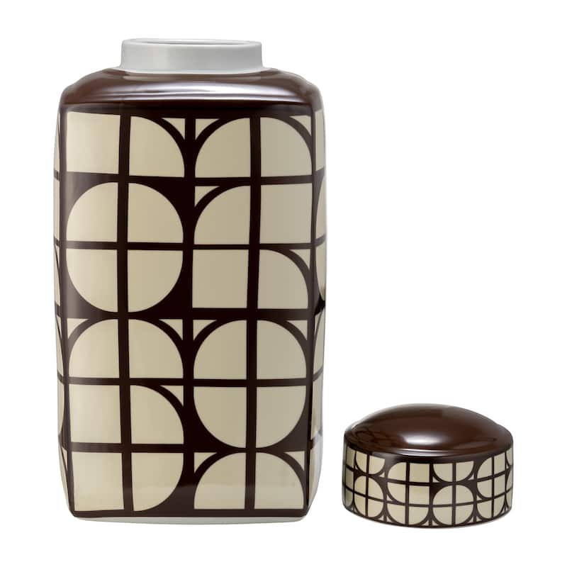 Sagebrook Home Ceramic Square Jar with Lid