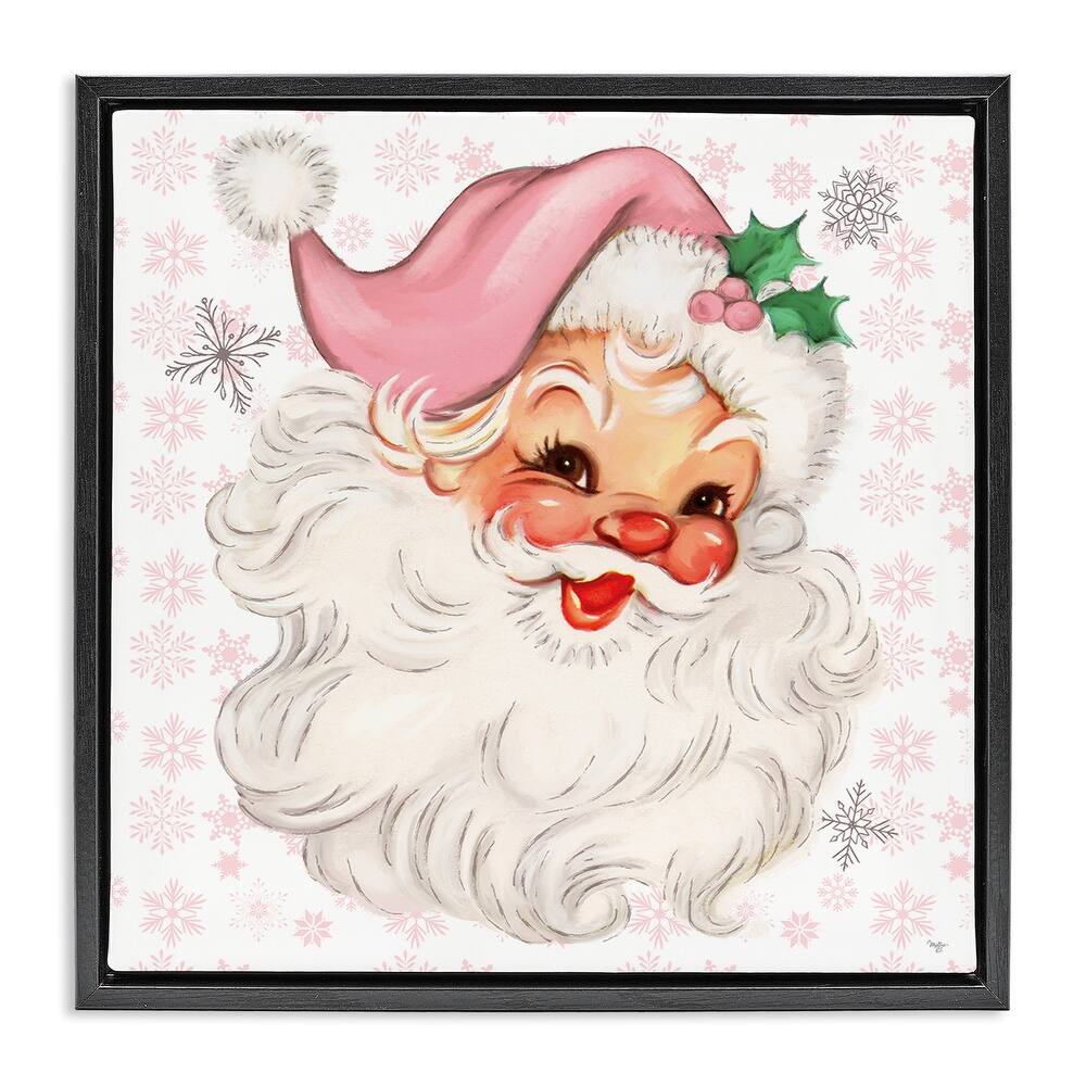 Stupell Pastel Vintage Jolly Santa Framed Floater Canvas Wall Art Design By Mollie B.