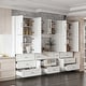 preview thumbnail 15 of 13, Multi-Functional White Kitchen Storage Cabinet with Drawers and Glass Doors, MDF & Metal Hardware