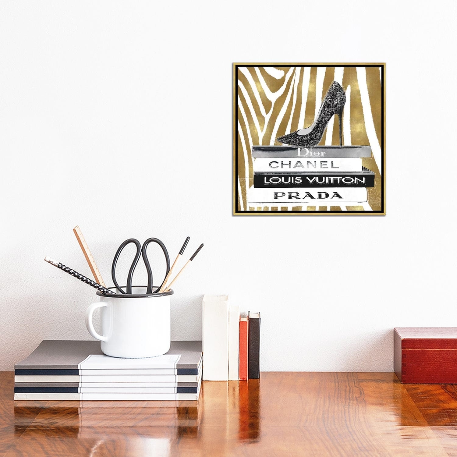 iCanvas High Heel with Zebra Stripes by Madeline Blake Framed Canvas Print  - Bed Bath & Beyond - 36947340