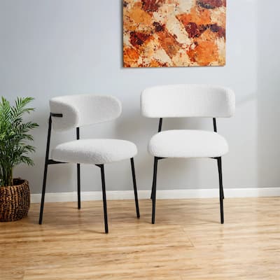 Set of 4 Medieval Modern Dining Chairs,Teddy Velvet with Metal Legs