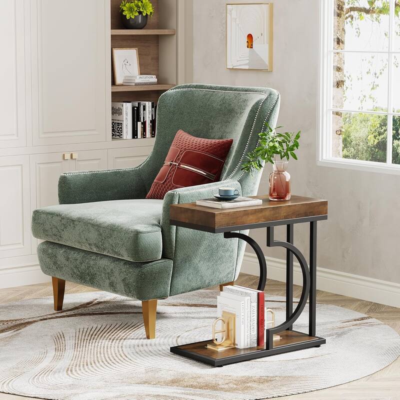 Narrow Side Table End Table Modern Bedside Tables Small Chairside Table for Couch, Sofa Table for Living Room