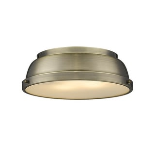 Yep by Golden Lighting Duncan 2-light Flush Mount in Aged Brass and Rubbed Bronze shade