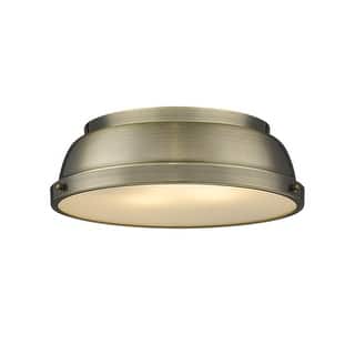 Yep by Golden Lighting Duncan 2-light Flush Mount in Pewter and Clear Glass