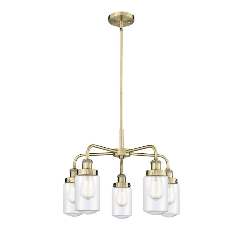Innovations Lighting Dover - 5 Light 23" Stem Hung Chandelier - Antique Brass/Clear