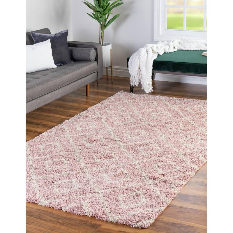 Shag Olido Collection Area Rug - 10'x13' - Light Pink