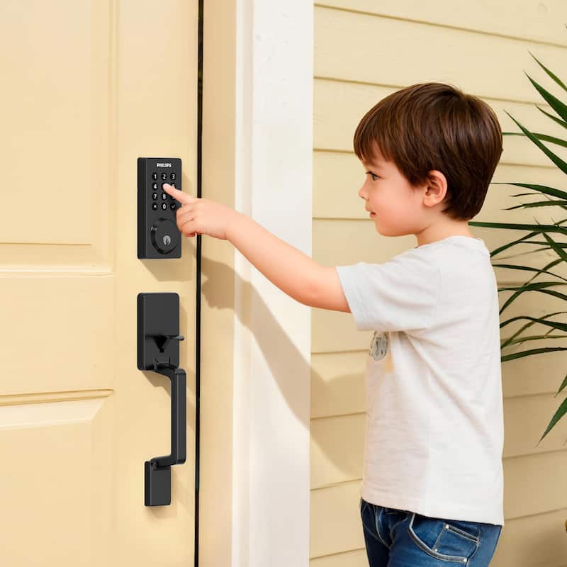 Philips Smart Wi-Fi Door Lock with Push Button Keypad and Handle Set - Matte Black