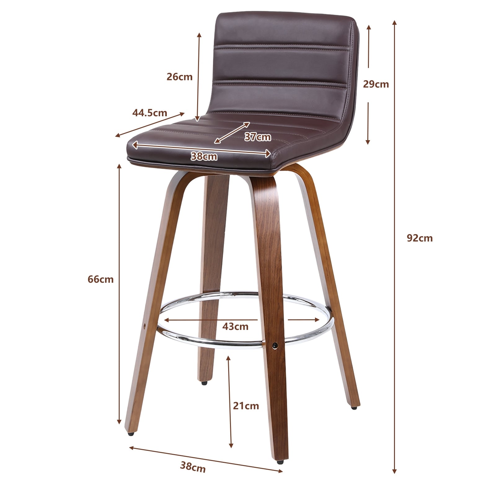 Modern PU Leather Swivel Bar Stools Counter Height Stools On
