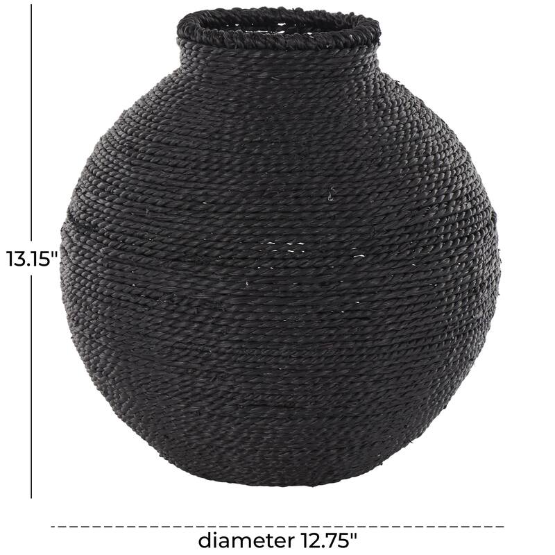 Black Metal Handmade Wrapped Pot Decorative Vase