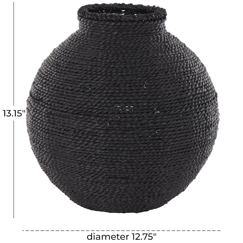 Metal Handmade Wrapped Pot Decorative Vase - Black - Roche River Decor