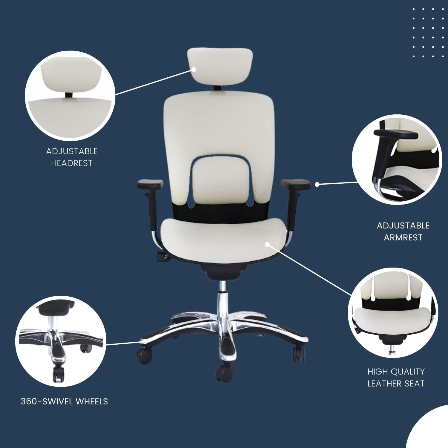 Ergonomic genuine leather outlet chair by gm seating