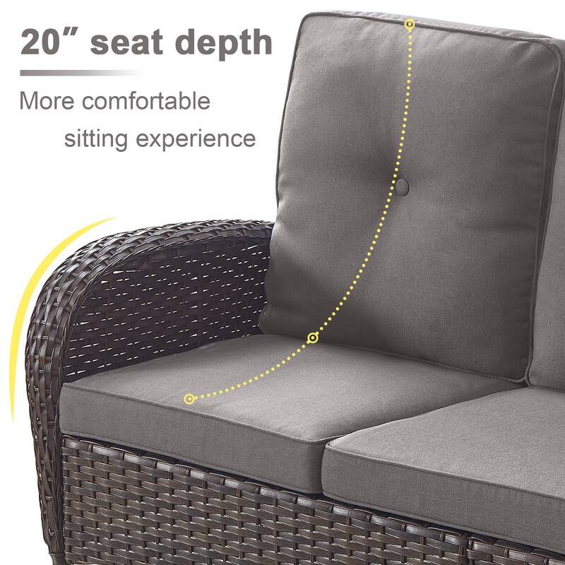 Gymojoy L-Shaped Outdoor Sectional Sofa Set, PE Wicker Couch with Water-Resistant Olefin Cushions