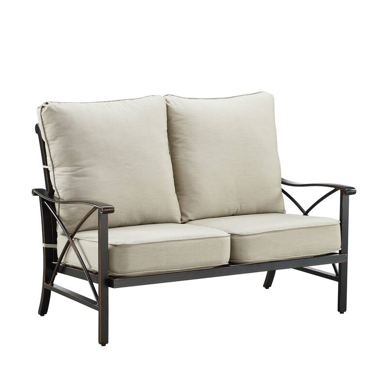 Black Aluminum Deep Seating Deep Seating Loveseat with Cushions