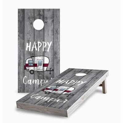 Happy Camper Cornhole Game (Choose Wraps or Boards)