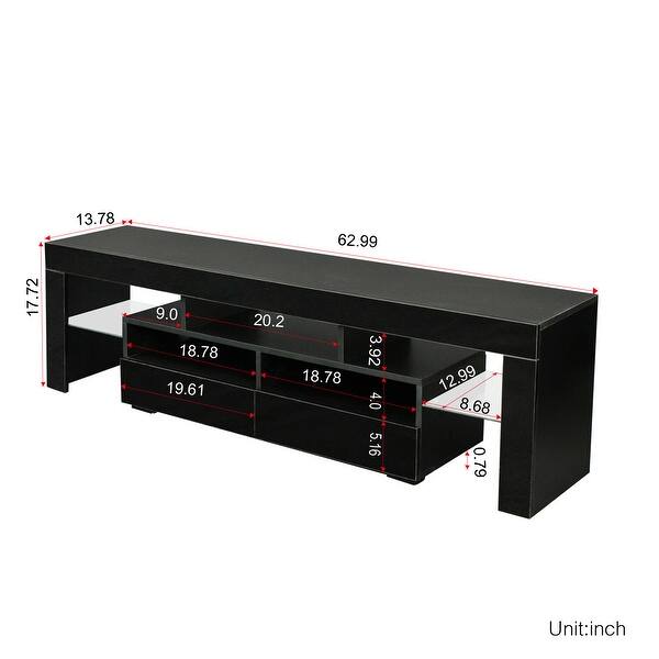 Modern TV Stand with 2 Drawers, 2 Open Shelves, and RGB LED Lights (63 ...