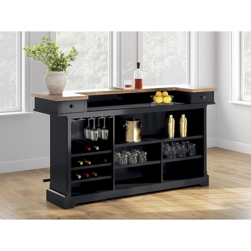 Signature Design by Ashley Wildenauer Brown/Black 78" Bar - 78" W x 22" D x 43" H