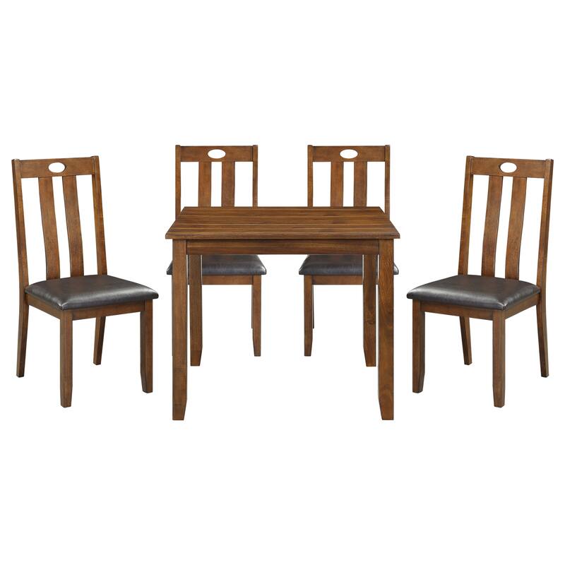 5 Piece Kitchen Dining Table and Chair Set, Dining Room Furniture Set with Square Dining Table and 4 Side Chairs