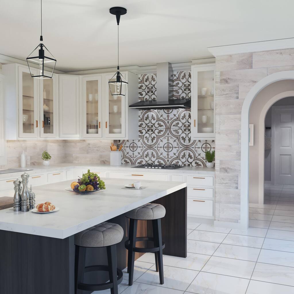 Merola Tile Ella Hill Calacatta 17-3/4" x 17-3/4" Ceramic Floor and Wall Tile - Case (7 Tiles)