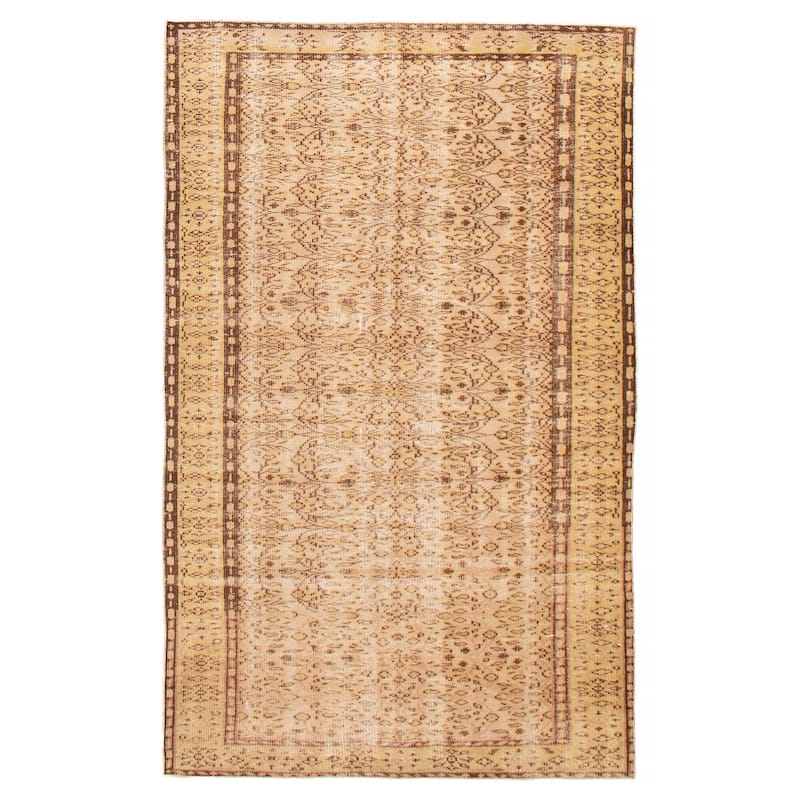 ECARPETGALLERY Hand-knotted Antalya Vintage Cream Wool Rug - 5'0 x 8'0 - Cream - 5'0 x 8'0