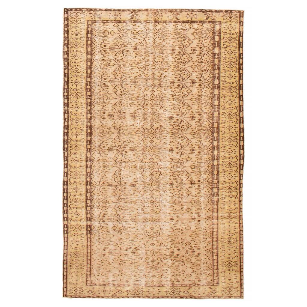 ECARPETGALLERY Hand-knotted Antalya Vintage Cream Wool Rug - 5'0 x 8'0