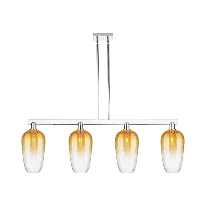 Innovations Lighting Urban Downtown - Brookhaven Flute - 4 Light 48" Stem Hung Island Light - Polished Chrome/Amber