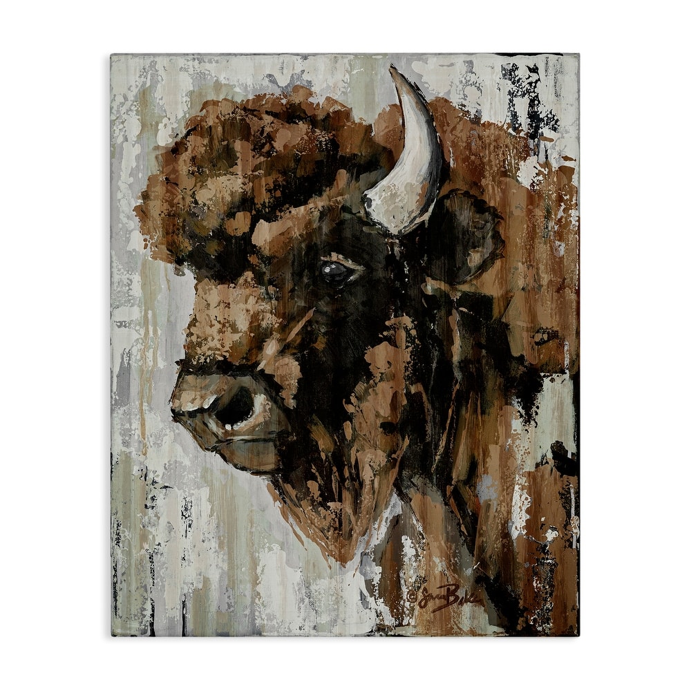 Stupell Abstract Bison Visage Canvas Wall Art Design By Sara Baker