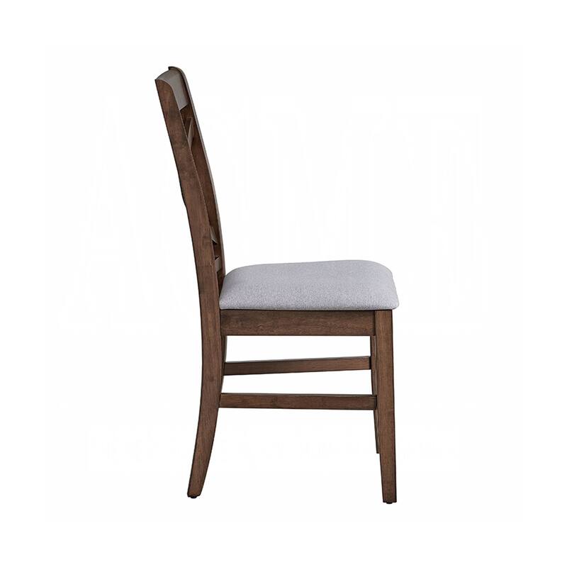 Set of 2 Upholstered Dining Side Chairs in Brown Finish